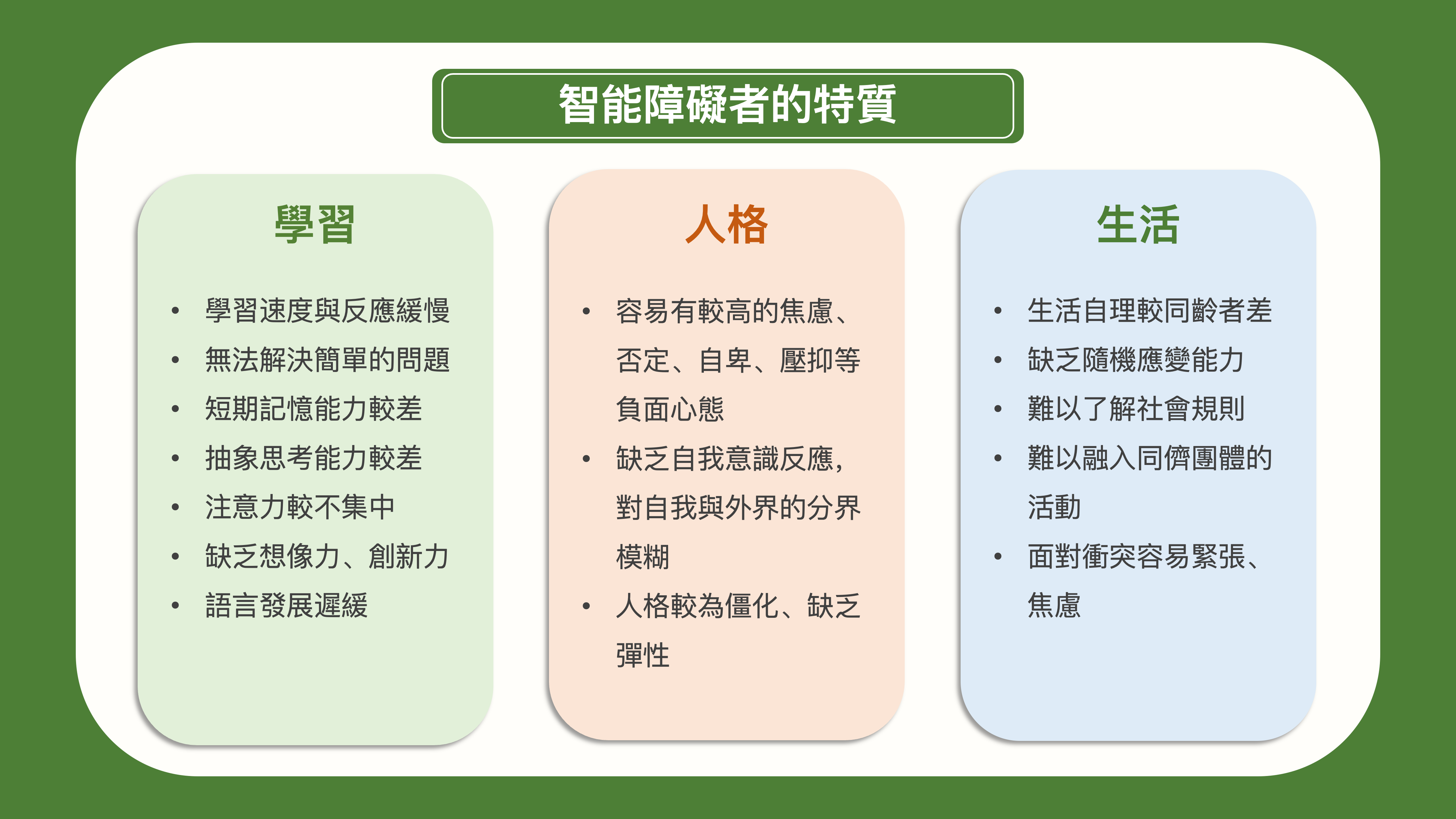 智能障礙者的特質